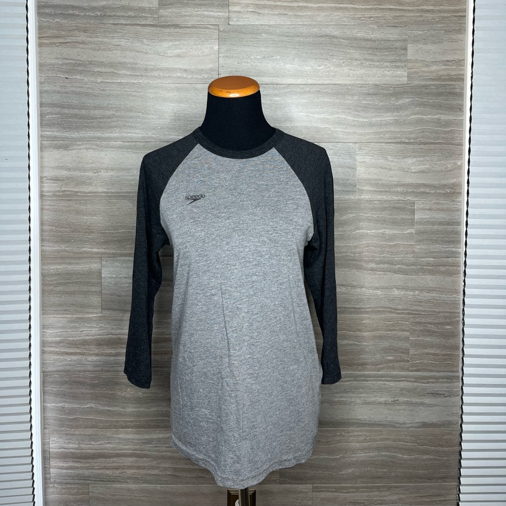 Gray and Black Raglan Sleeve Speedo Shirt
